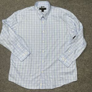 Pronto Uomo Shirt Mens 17.5  32/33 Blue Weave Button Up Causal Long Sleeves